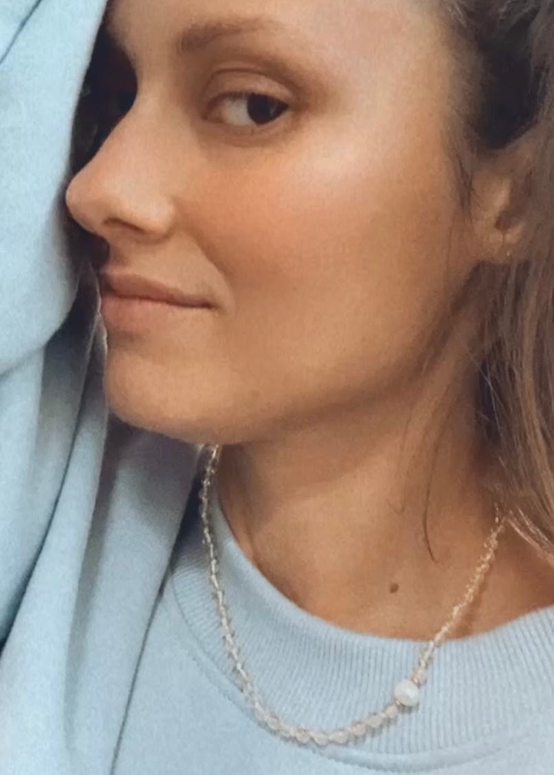 Choker z cytrynu i perły barokowej